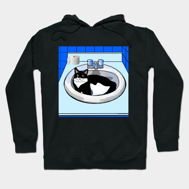 Cute Tuxedo Cat in the bathroom basin  Copyright TeAnne Hoodie by TeAnne